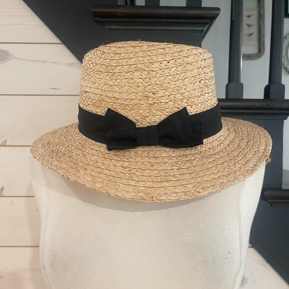 ❤️015 Phenix Bow Trim Raffia Fedora One Size - Picture 2 of 7